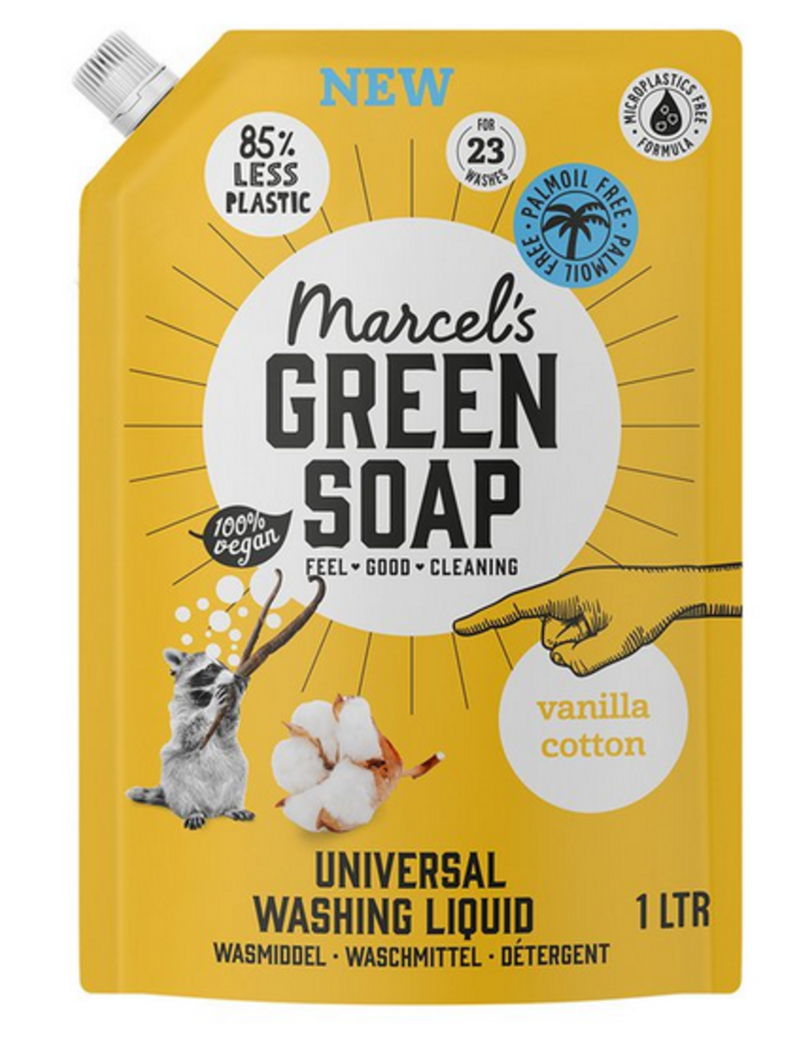 M.Green soap Wasmiddel universeel vanille & katoen navulling 1000ml